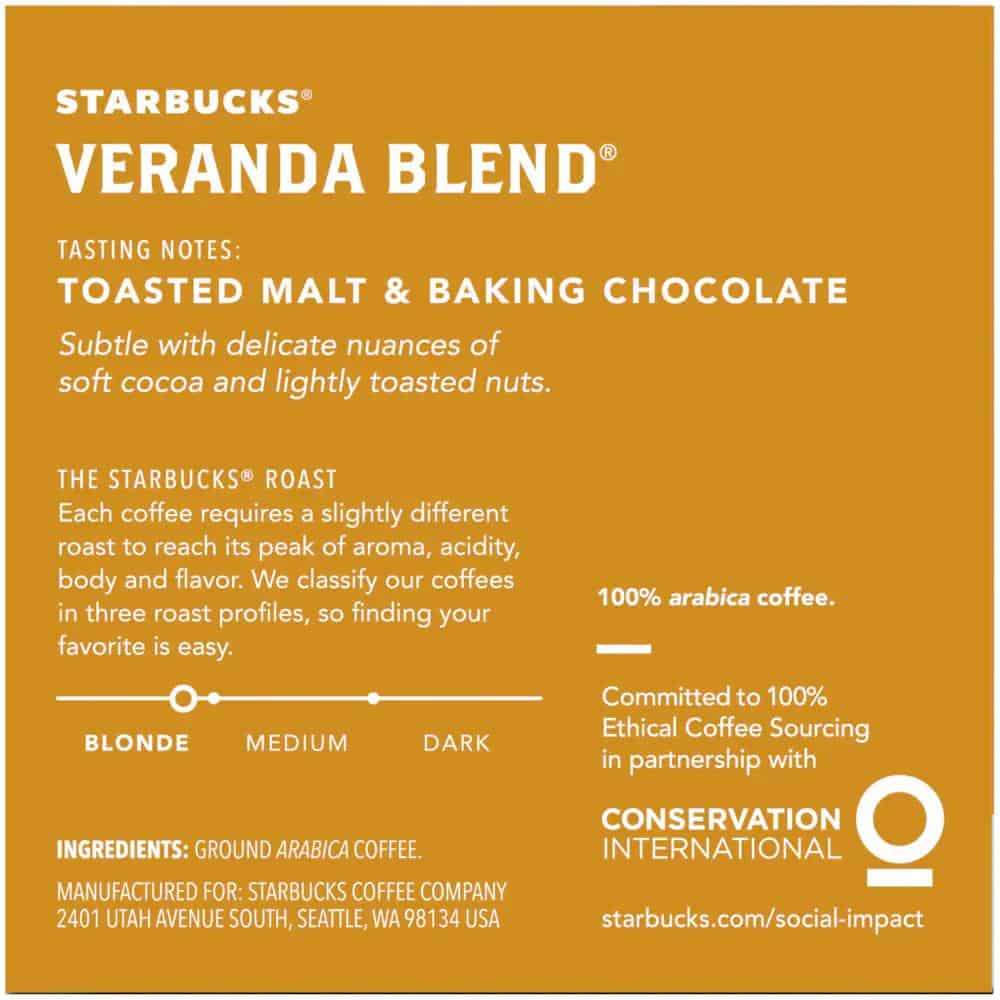 Starbucks Veranda Blend Blonde Roast Coffee K-Cup Pods, 10 ct ...