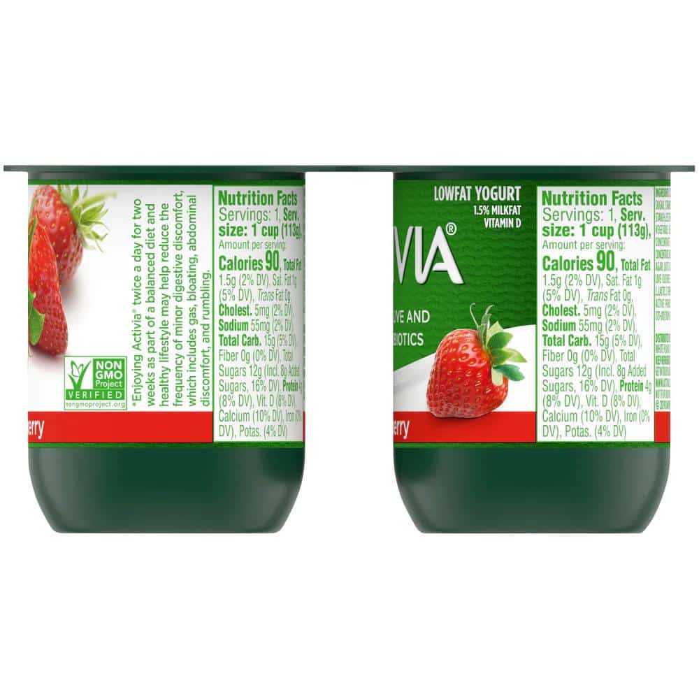 Activia Strawberry Lowfat Probiotic Yogurt, 4 ct / 4 oz - Greatland Grocery