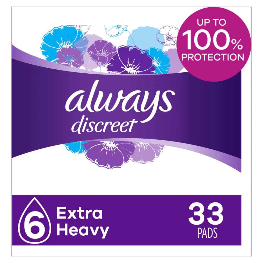 Always Discreet Size 6 Extra Heavy Women's Incontinence Pads, 33 ct -  Greatland Grocery