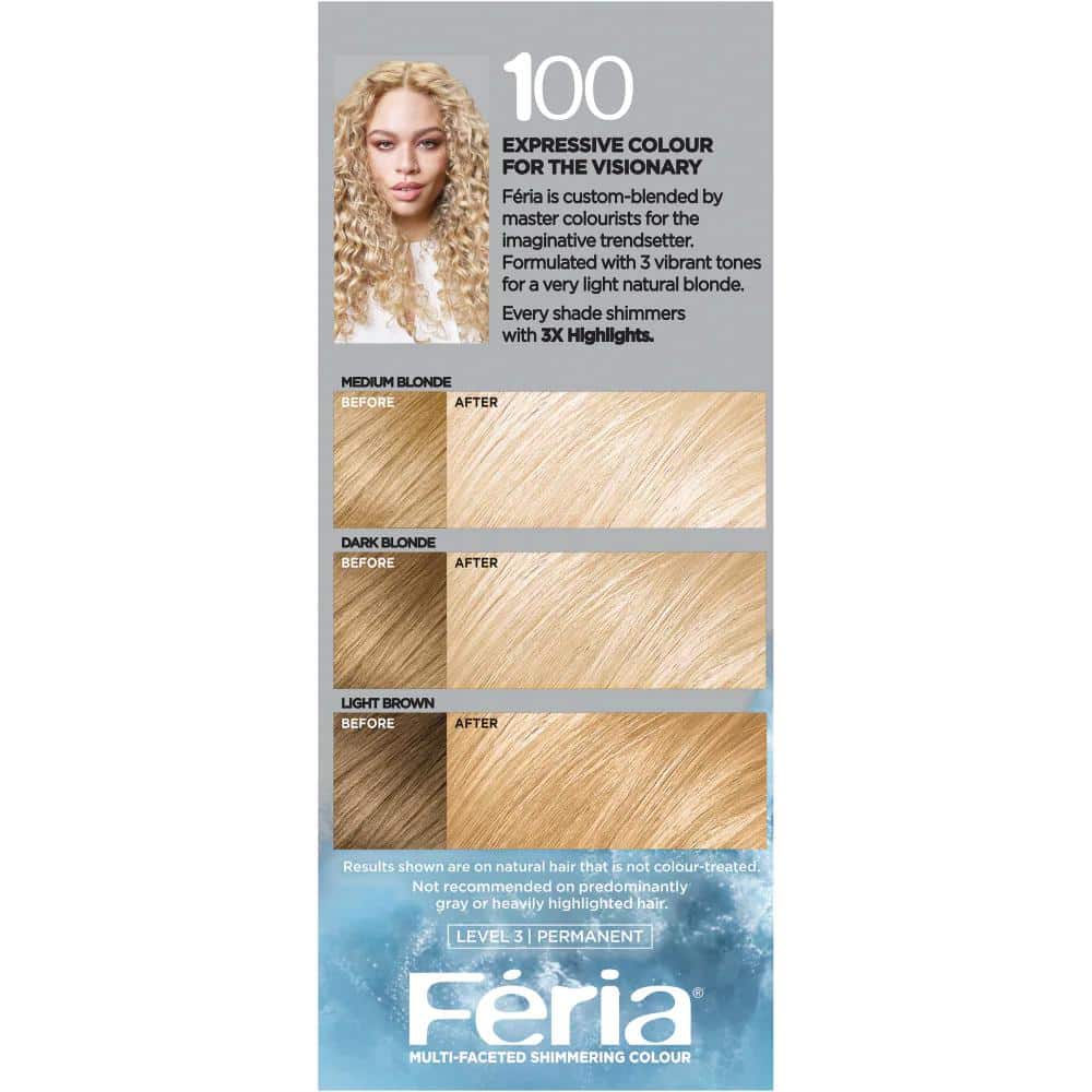 L'Oreal Paris Feria 100 Very Light Natural Blonde Permanent Hair Color Gel,  1 ct - Greatland Grocery