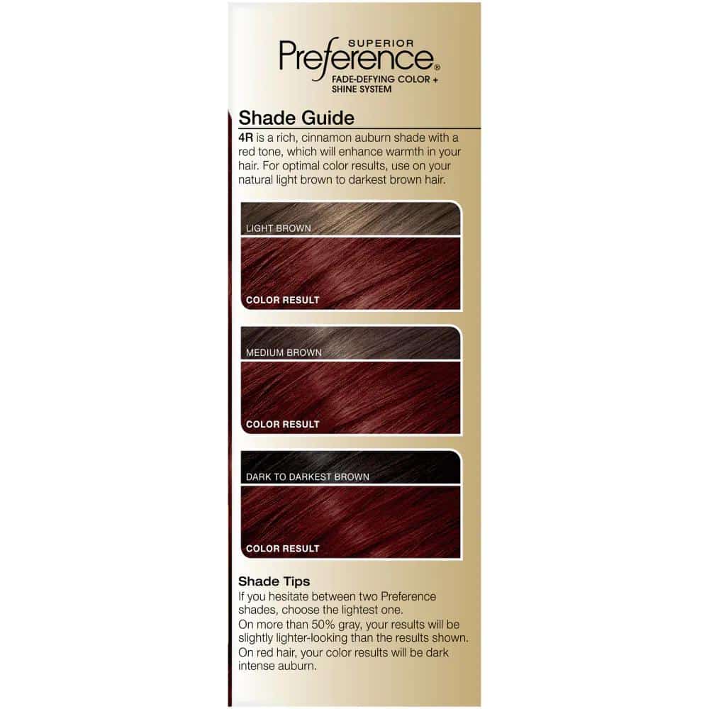 L'Oreal Paris Superior Preference 4R Dark Auburn Permanent Hair Color Kit,  1 ct - Greatland Grocery