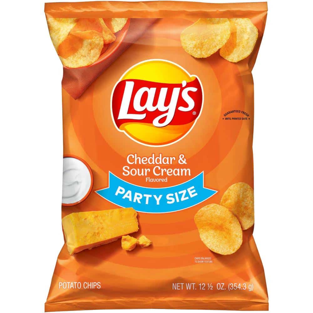 Lay's Potato Chips Cheddar & Sour Cream Flavor Snacks Party Size Bag, 12.5  oz - Greatland Grocery