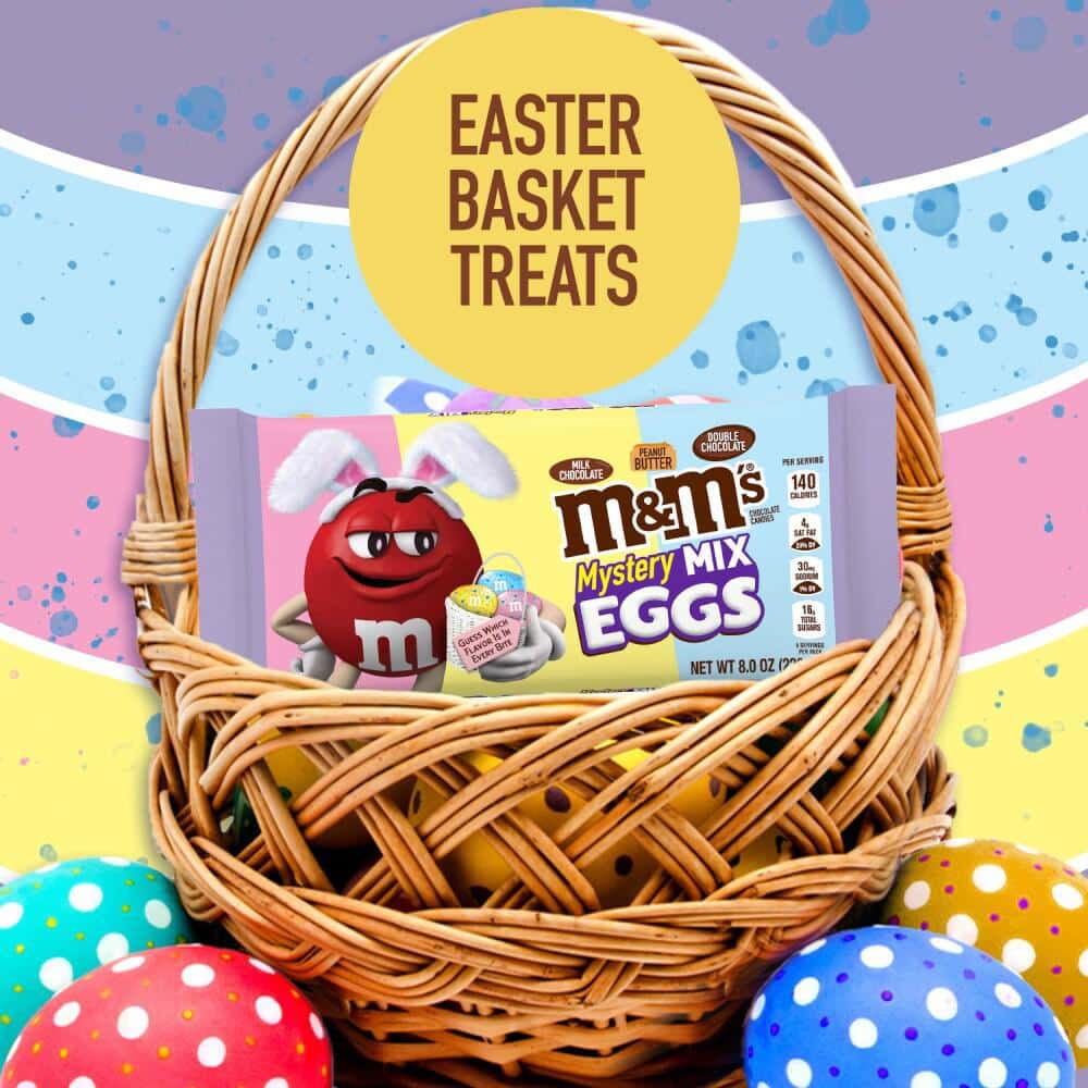 M&M's Easter Basket Candy Chocolate Eggs, One 10.9 Ounce Bag Milk Chocolate  and One 9.9 Ounce Bag Peanut Butter, (2 Count) Variety Pack Bundle