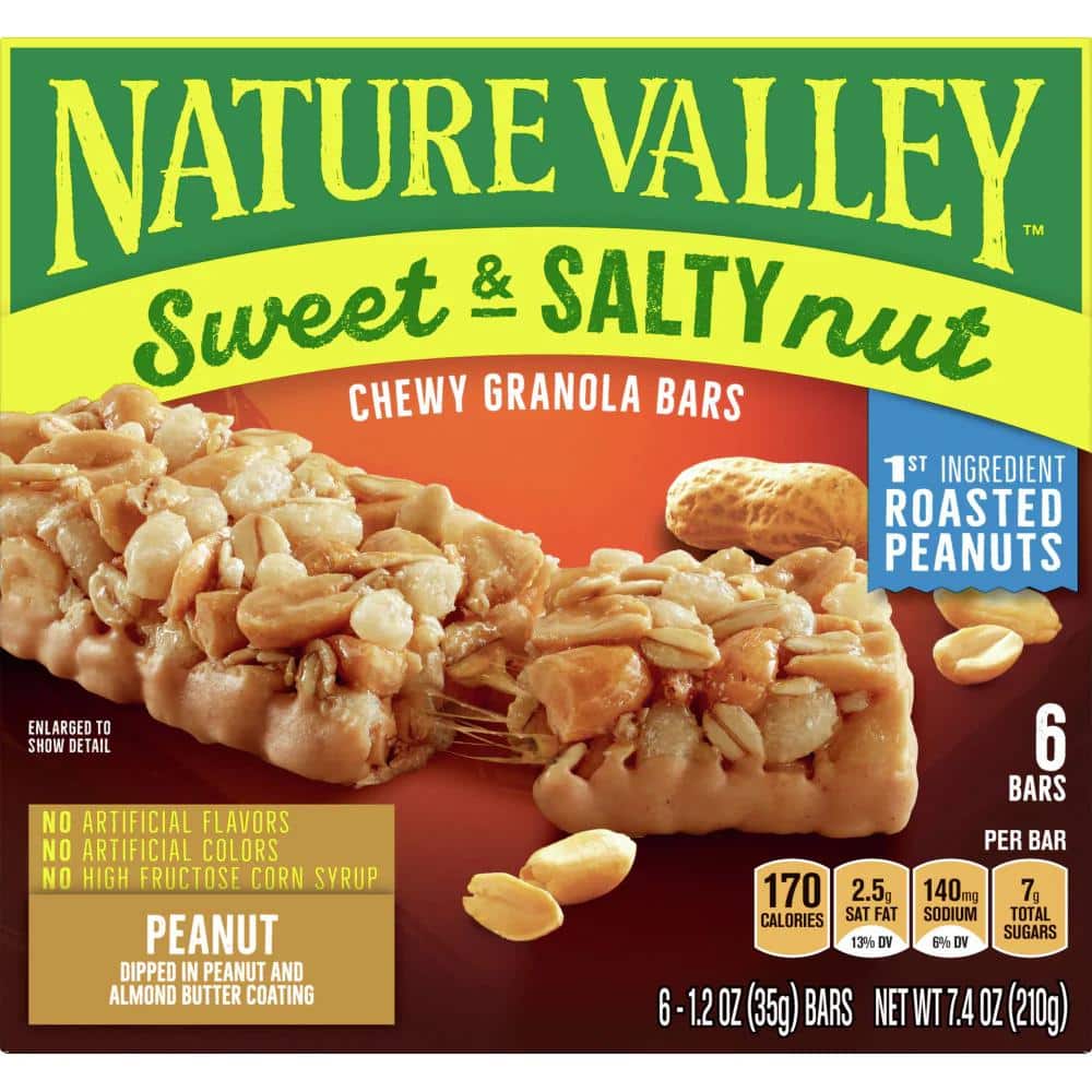 Nature Valley Granola Bars, Sweet and Salty Nut, Peanut, 6 Bars, 7.2 OZ