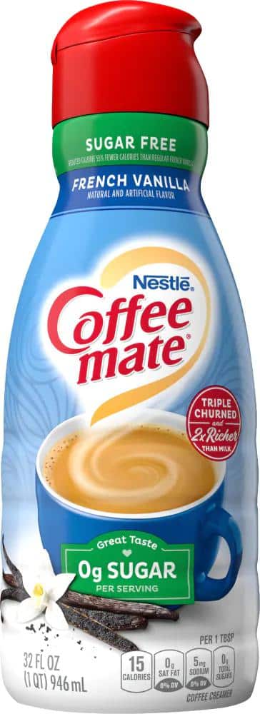 spanning Beschaven Flikkeren Nestle Coffee mate Sugar Free French Vanilla Liquid Coffee Creamer, 32 fl  oz - Greatland Grocery