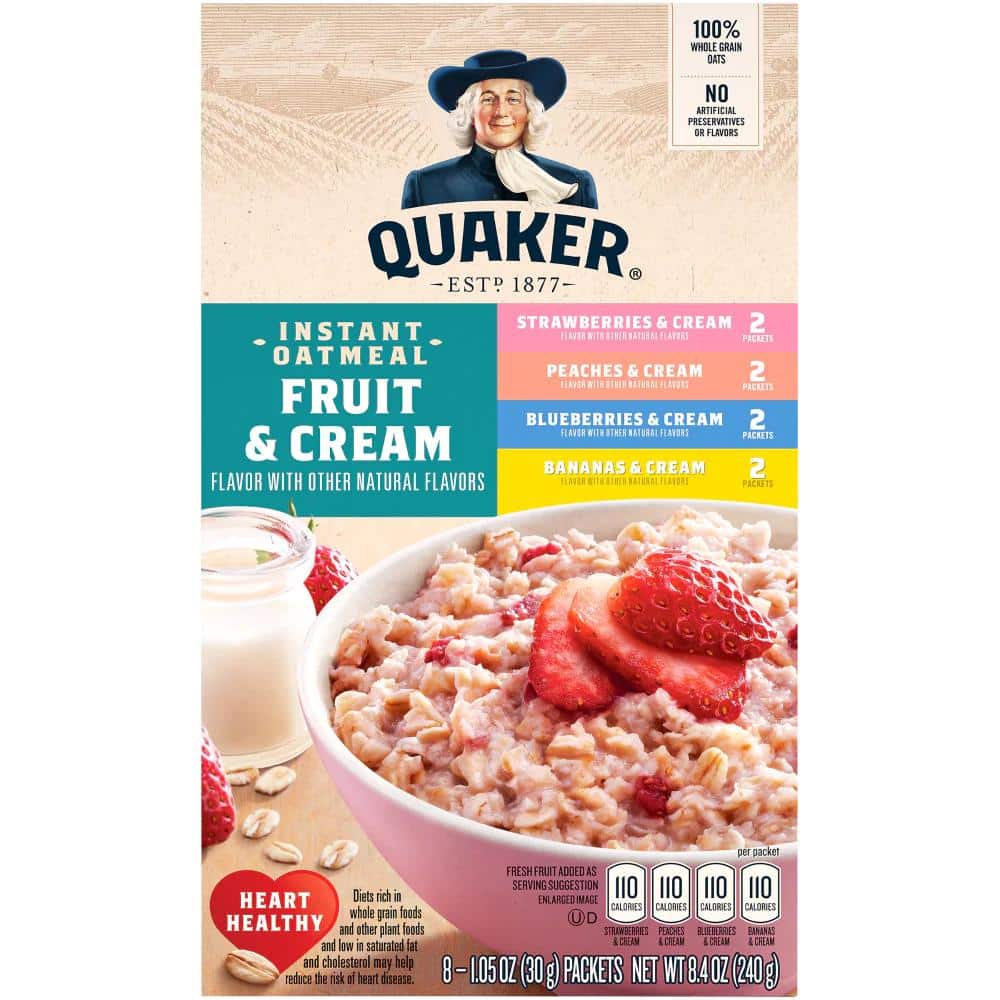 Quaker Fruit and Cream Instant Oatmeal Breakfast Variety Pack, 8 ct / 1 ...