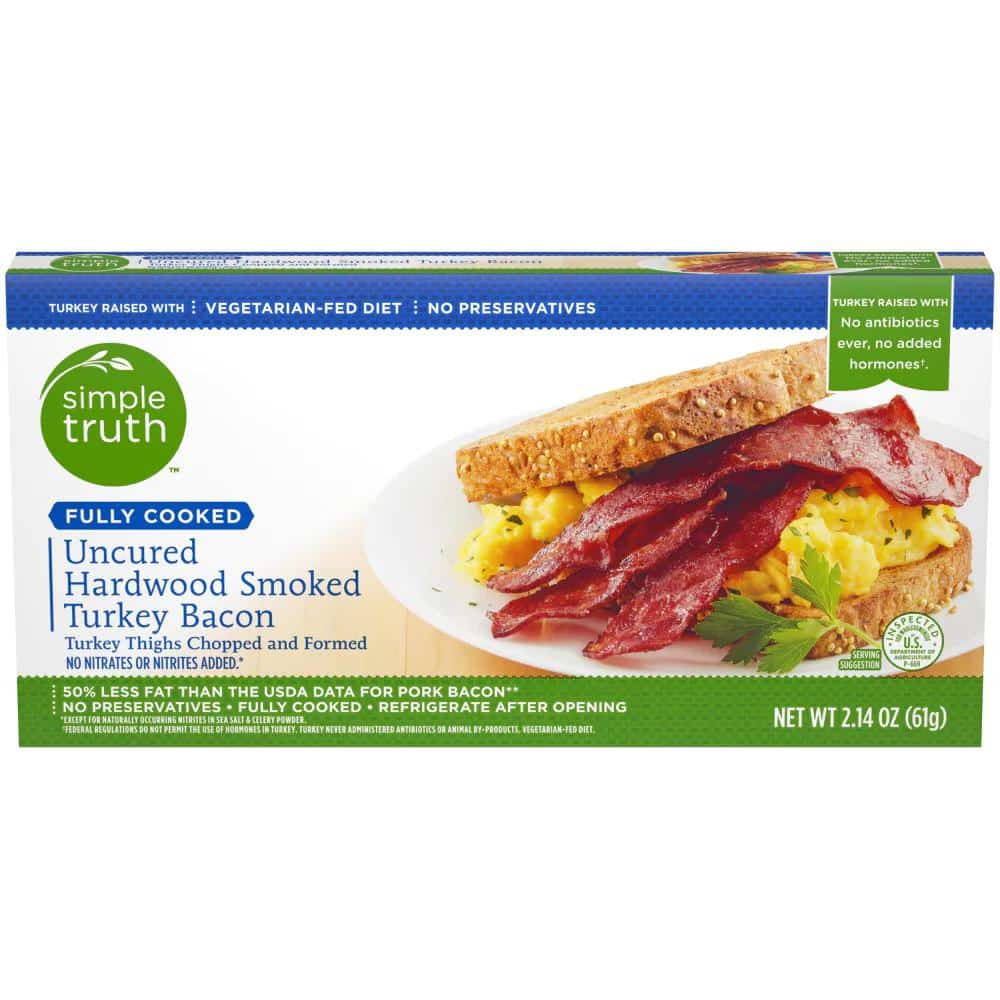 Simple Truth Fully Cooked Uncured Hardwood Smoked Turkey Bacon,  oz -  Greatland Grocery