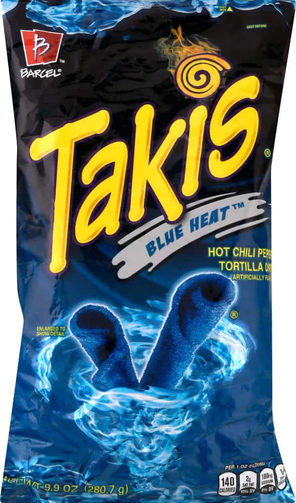 Takis Blue Heat Rolled Tortilla Chips, Hot Chili