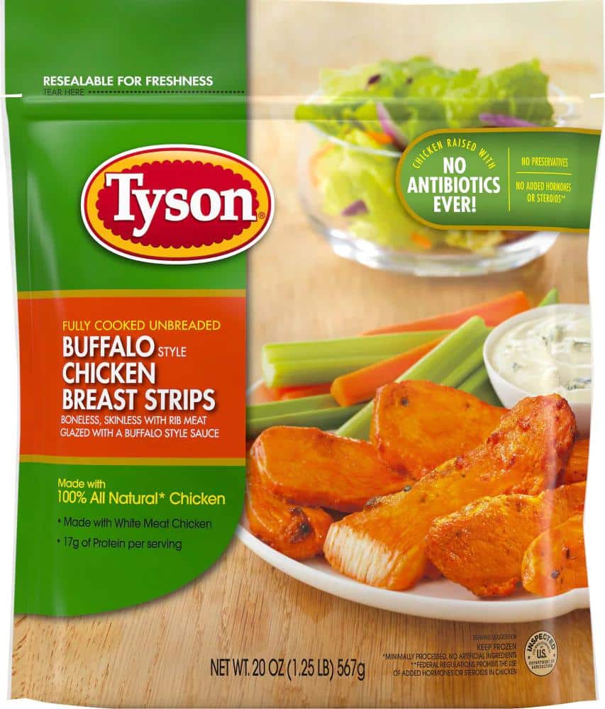 Tyson Fully Cooked Unbreaded Buffalo Style Chicken Breast Strips, 20 oz ...